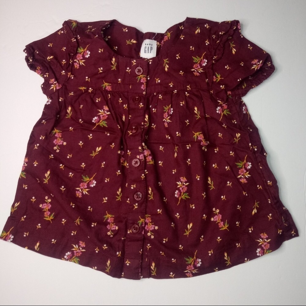 Girls Gap floral short sleeve button down shirt - Picture 6 of 14
